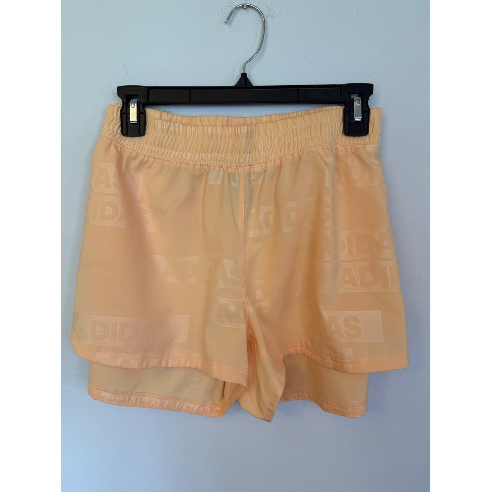 Adidas Aeroready Peach Logo Print Running Shorts Womens XL Athletic Gym Workout